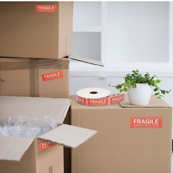 500 FRAGILE HANDLE WITH CARE Warning Packing Shipping Sticker Labels 3" x 1" - Picture 5 of 6